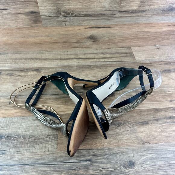 VIA SPIGA Women's Black and Gold T-Strap Timone Formal Pump Size 8M - Picture 4 of 8